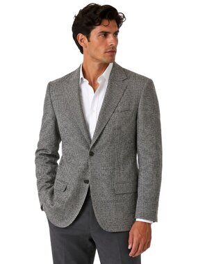 Gianelli Mens 42L Dress Sports Tweed Jacket 100% Pure Silk Grey